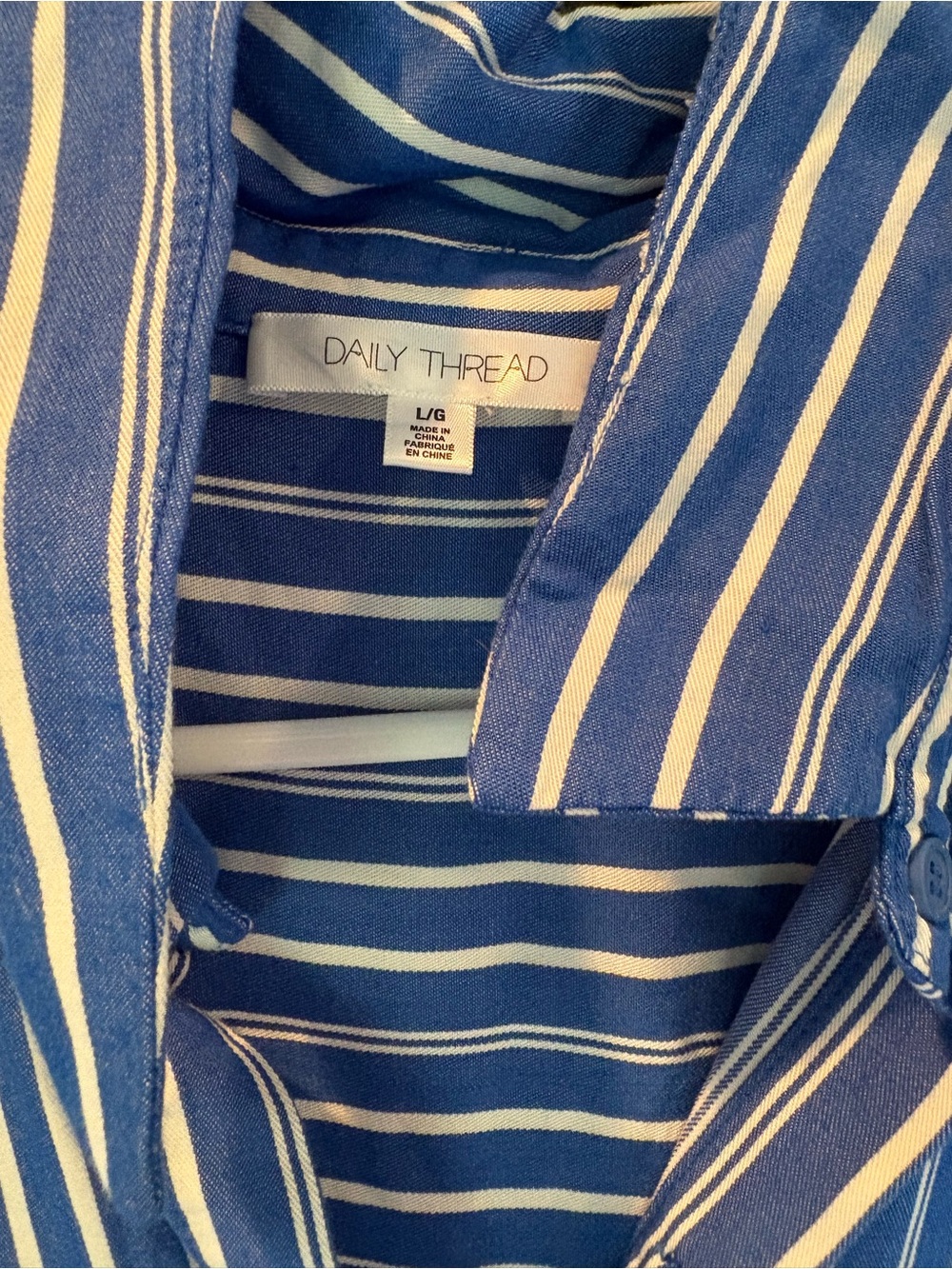 Daily Threads Blue and White Striped Midi Shirt Dress - Picture 2 of 3